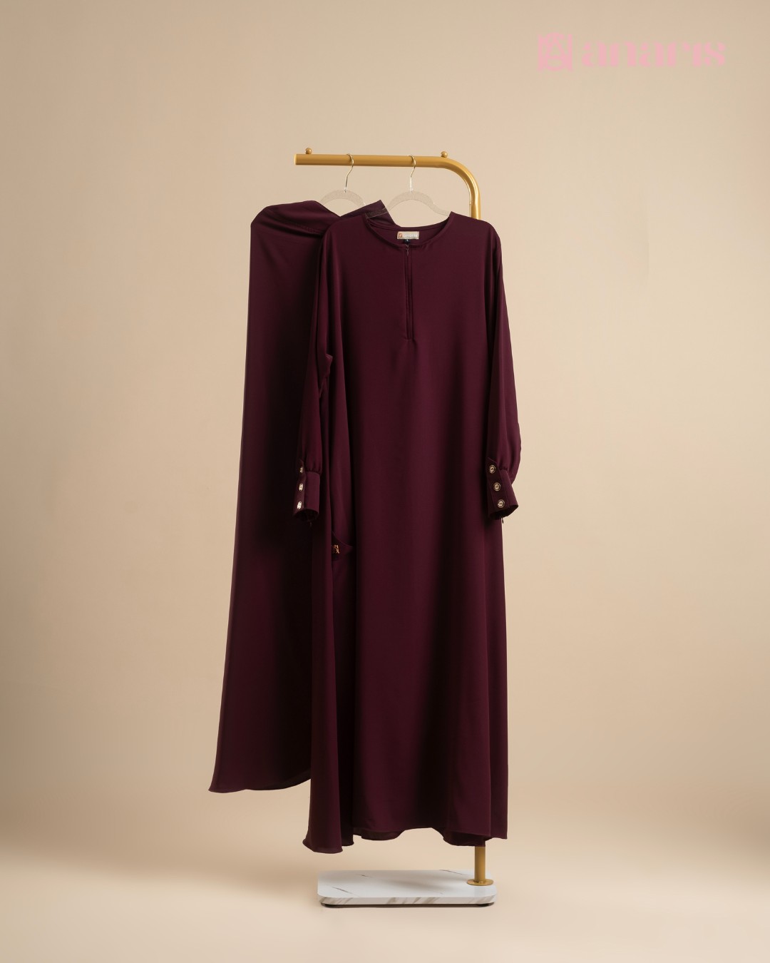 Yuna Abaya Oneset series Plum - Gambar 2