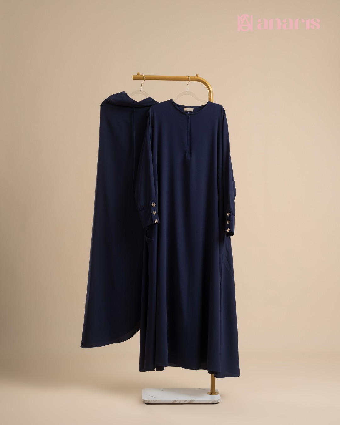 Yuna Abaya Oneset Series Navy - Gambar 3